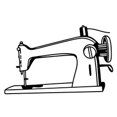 Vintage Sewing Machine Line Art Illustration