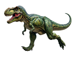 Naklejka premium Side View of T-Rex Walking, Natural Color Tones, Isolated on Transparent Background