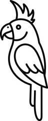 Simple line drawing of a happy cockatoo bird