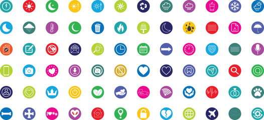 SEO icons for web design collection of various circle versions. Perfect for various promotional materials.