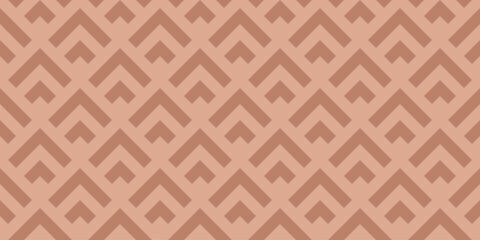 Vector abstract geometric seamless pattern with lines, arrows, fish scale grid. Simple minimal ornament. Retro style background texture. Terracotta color. Repeated geo design for decor, fabric, print © Olgastocker