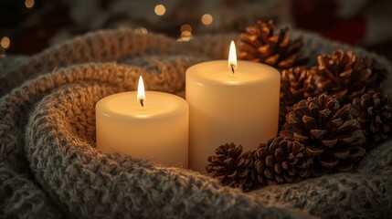 Warm light and soft textures for hygge mood.