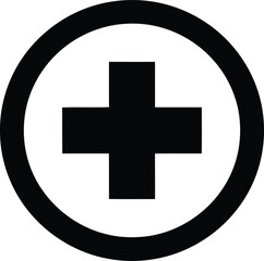 Obraz premium Vector art of a black plus sign inside a circle