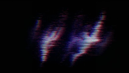 Glitch pattern shimmering in digital void, with multicolored glitch artifacts and pixel lines