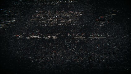 Glitching pixels forming virtual glitch grid, with pixel blocks, glitch lines, data clusters