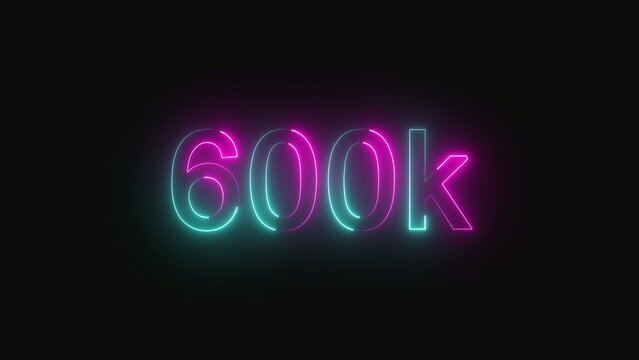 600k followers neon glow effect social media post celebration background