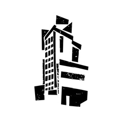 Fototapeta premium Buildings rise dramatically in urban cityscape