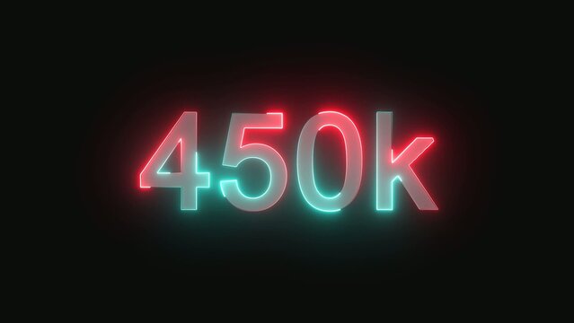 Neon illuminated four hundred fifty thousand followers social media post
