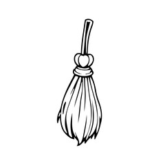 Halloween – Haunted Props & Symbols (BW Outline) – broom rounded