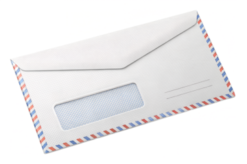 White DL mailing envelope with a transparent address window and sealed flap, back view. Realistic paper stationery mockup for business correspondence, office supplies, branding, or postal design prese