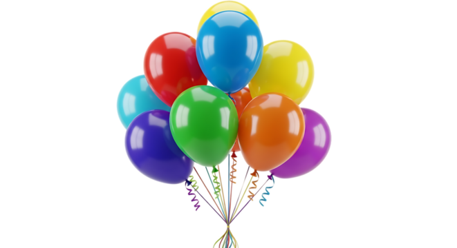 Bunch of Colorful Balloons with Curly Ribbons party