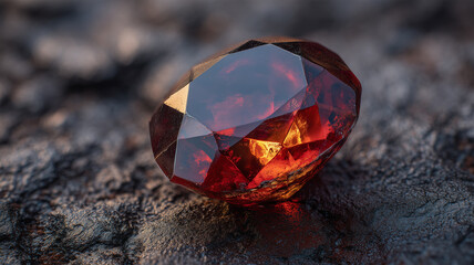 黒石上に輝く深紅の宝石の様子