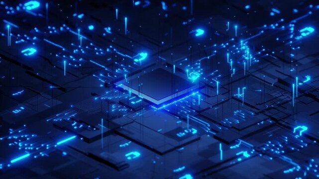 microchip circuit board motion background loop animated
