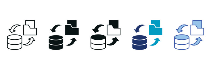 Data Backup Icon Set Consisting of Multiple Styles Vector Illustration