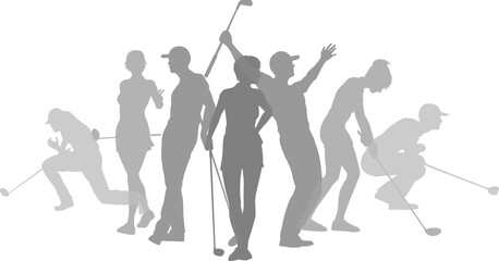 Golfers Golfing Silhouette Golf People Silhouettes