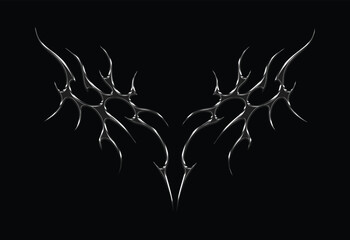 3D Chrome Neo-Tribal Flame Sigil Y2K Liquid Mercury Cyber Metallic Futuristic Abstract Tattoo Aesthetic Artwork Graphic Design