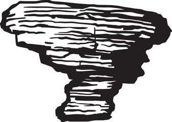 Eureka springs stone Hand drawn vector illustration. Black and white graphics on a white background