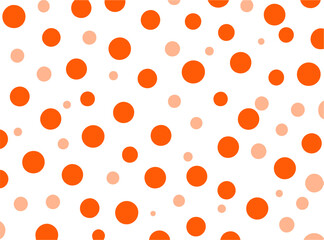 Orange and light orange polka dots on a white background, cheerful and playful pattern for design