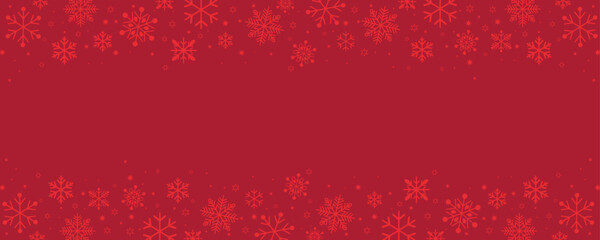 red winter background with light red snowflake borders on top and bottom. Ideal for seasonal greeting cards, festive banners, invitations, and holiday-themed graphic design projects.