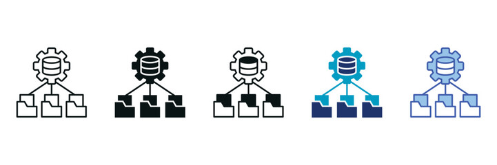 Data Management Icon Set Consisting of Multiple Styles Vector Illustration