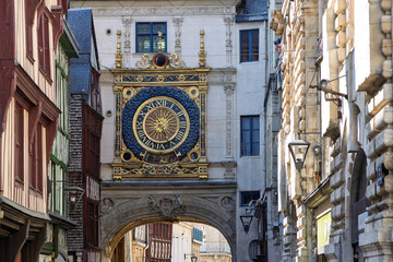 Close-up of Le Gros-Horloge of Rouen in Normandy in France