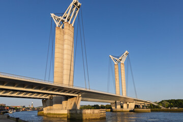 Pont Gustave-Flaubert bridge in Rouen in Normandy in France, Impressive example of an vertical lift bridge