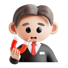 Businessman with Magnet 3D Icon