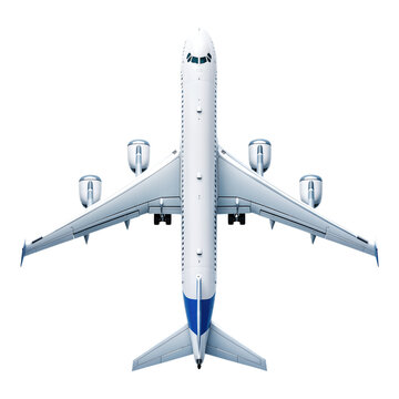 Top view of a four-engine passenger jet aircraft