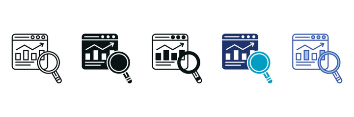 Analytics Icon Set Consisting of Multiple Styles Vector Illustration