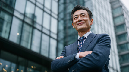 未来を見据える日本人ビジネスマンの様子