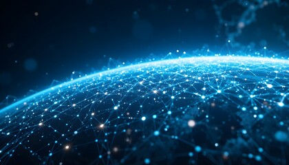 Futuristic Digital Edge of Earth with Glowing Network Connections