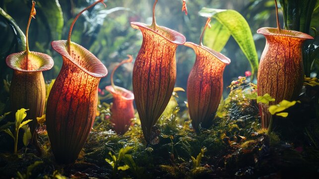 Close up of tropical pitcher plants