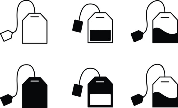 Tea bag Icon set vector Illustration of teabag Symbols for Cafe, Drink, and Beverage Design.