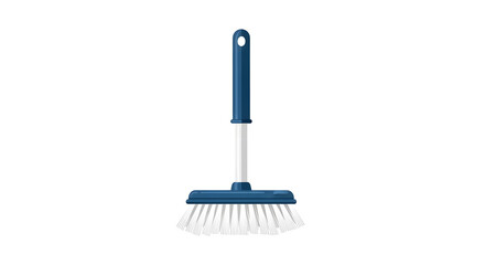 Blue broom with white bristles isolated on white background for cleaning purposes