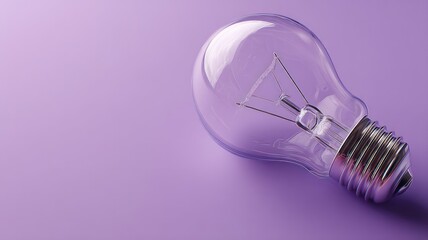 Glass light bulb on vibrant purple background. Artificial intelligence image