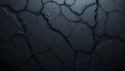 Abstract Dark Stone Background with Deep Cracks