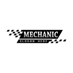 Mechanic logo template in racing event style - vector illustration