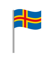 Vector illustration of the Aland flag waving on a flagpole, isolated on white background. Perfect for design, educational, and patriotic projects
