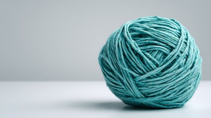 Turquoise yarn ball on smooth surface. Artificial intelligence image