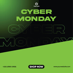 Cyber Monday  Sale Green Template 