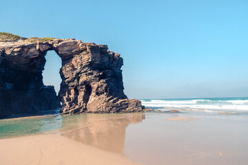 Sunny day at As Catedrais Beach, Lugo, Galicia, Spain. A bright sunny day in northern Spain.