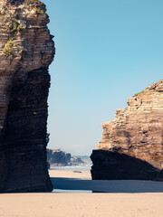 Sunny day at As Catedrais Beach, Lugo, Galicia, Spain. A bright sunny day in northern Spain.