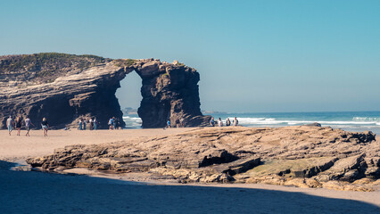 Sunny day at As Catedrais Beach, Lugo, Galicia, Spain. A bright sunny day in northern Spain.