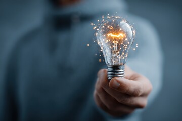 Bright Electric Light Bulb Representing New Idea
