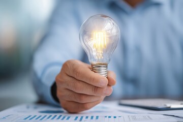 Creative Business Solution Symbol With Paperwork and Bulb