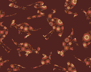Australian Seamless Pattern Bilby Kangaroo Emu Snake Background Wallpaper