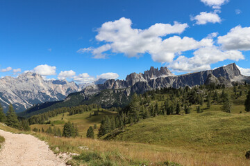 Mountain landscape in the alps - hiking in Dolomites