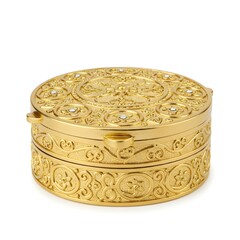 Elegant ornate gold jewelry box with sparkling gems