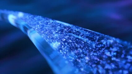Particles Flowing in Blue Tunnel, Futuristic Technology Animation - Powered by Adobe