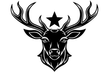 Reindeer head stylized deer face Christmas holiday animal icon